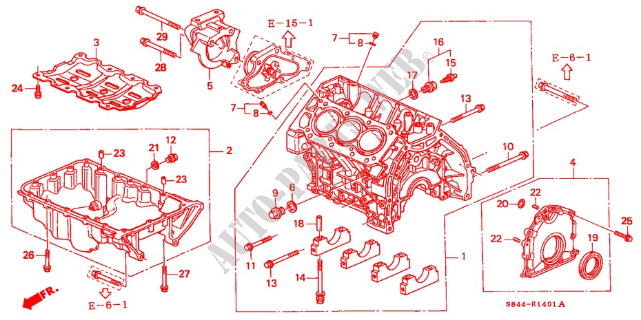 ZYLINDERBLOCK/OELWANNE (V6) für Honda ACCORD COUPE 3.0IV6 2 Türen 4 gang automatikgetriebe 1999