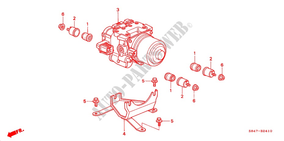 ABS MODULATOR(L4) für Honda ACCORD 2.3VTI 4 Türen 5 gang-Schaltgetriebe 2001