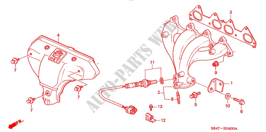 AUSPUFFKRUEMMER(L4) (1) für Honda ACCORD 2.3VTI 4 Türen 4 gang automatikgetriebe 2000