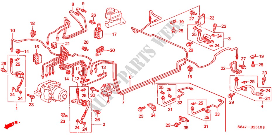 BREMSLEITUNGEN(L4) (ABS) (LH) für Honda ACCORD 2.3EXI 4 Türen 5 gang-Schaltgetriebe 2000