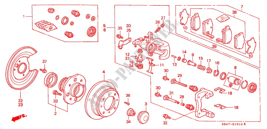 HINTERRADBREMSE(SCHEIBE) (L4) für Honda ACCORD 2.3VTI 4 Türen 4 gang automatikgetriebe 2000