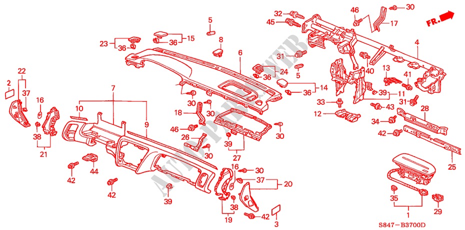 INSTRUMENTENBRETT(LH) für Honda ACCORD 2.3VTI 4 Türen 5 gang-Schaltgetriebe 2001