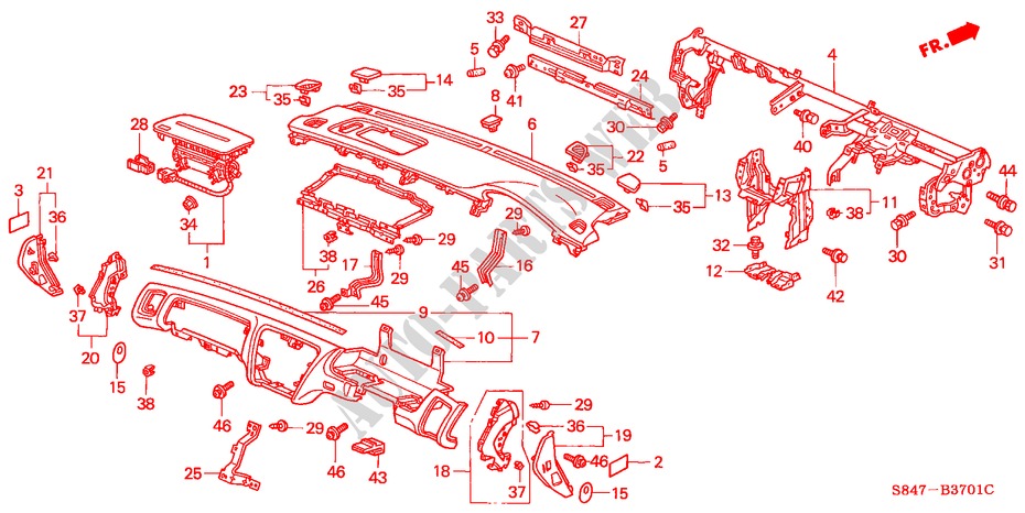 INSTRUMENTENBRETT(RH) für Honda ACCORD EXI 4 Türen 5 gang-Schaltgetriebe 1998