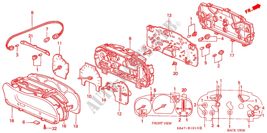 KOMBIINSTRUMENT(NS) für Honda ACCORD EXI 4 Türen 5 gang-Schaltgetriebe 1998