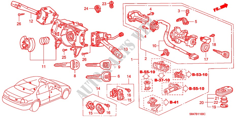 KOMBISCHALTER(LH) für Honda ACCORD 2.3VTI 4 Türen 4 gang automatikgetriebe 2000