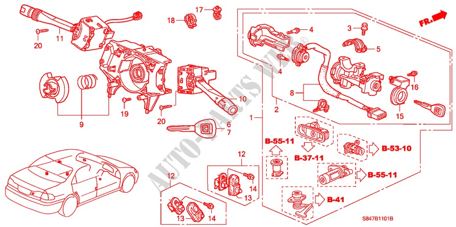 KOMBISCHALTER(RH) für Honda ACCORD EXI 4 Türen 5 gang-Schaltgetriebe 1998