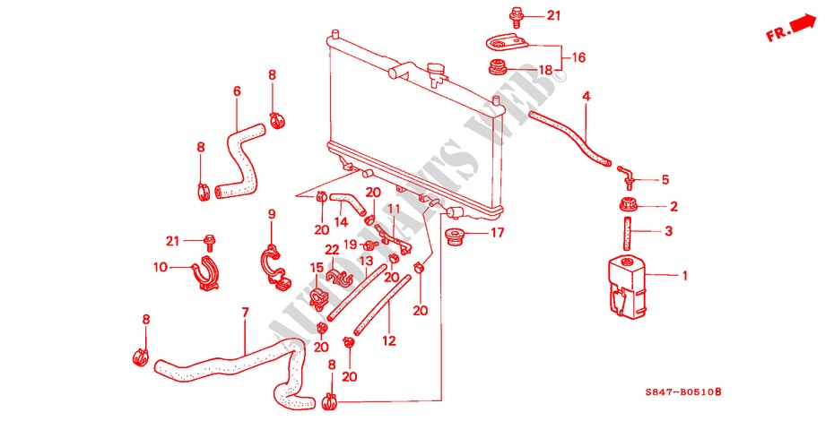 KUEHLERSCHLAUCH(L4) für Honda ACCORD 2.3VTI 4 Türen 5 gang-Schaltgetriebe 2001