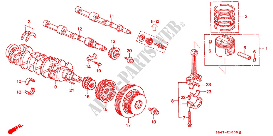 KURBELWELLE/KOLBEN(L4) für Honda ACCORD EX 4 Türen 4 gang automatikgetriebe 2000