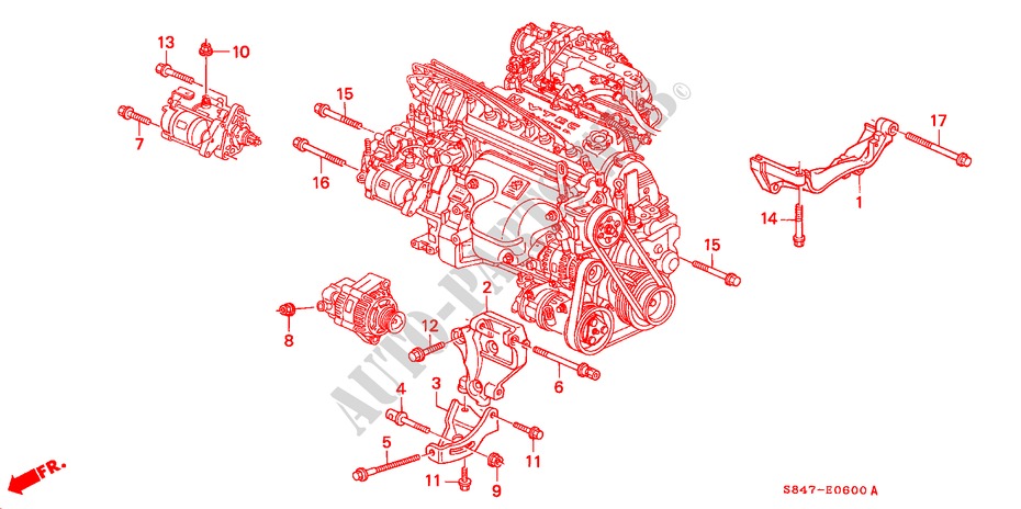 LICHTMASCHINENHALTERUNG(L4) für Honda ACCORD 2.3VTI 4 Türen 5 gang-Schaltgetriebe 2001