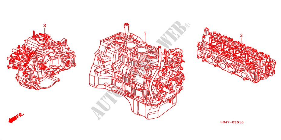 MOTOREINHEIT/ GETRIEBE KOMPL.(L4) für Honda ACCORD EXI 4 Türen 5 gang-Schaltgetriebe 1998