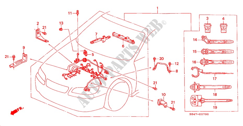 MOTORKABELBAUM(L4) (LH) für Honda ACCORD 2.3VTI 4 Türen 4 gang automatikgetriebe 2000