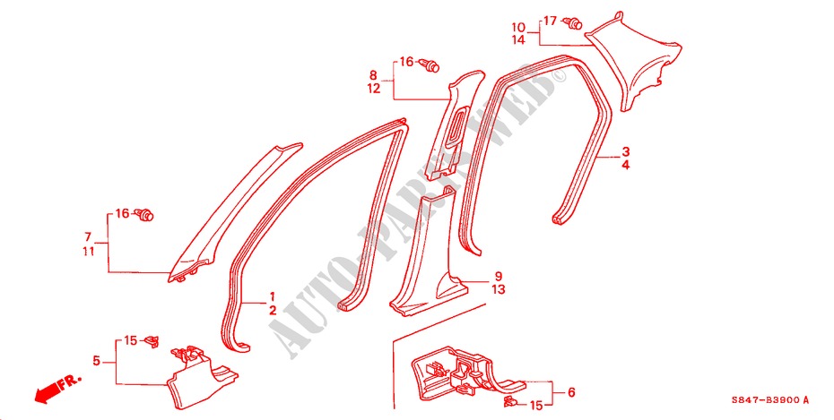 SAEULENZIERSTUECK(LH) für Honda ACCORD 2.3VTI 4 Türen 4 gang automatikgetriebe 2000