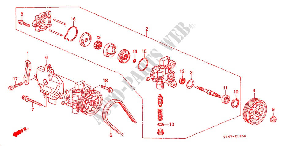 SERVOLENKPUMPE/ BUEGEL(L4) für Honda ACCORD EX 4 Türen 4 gang automatikgetriebe 2000