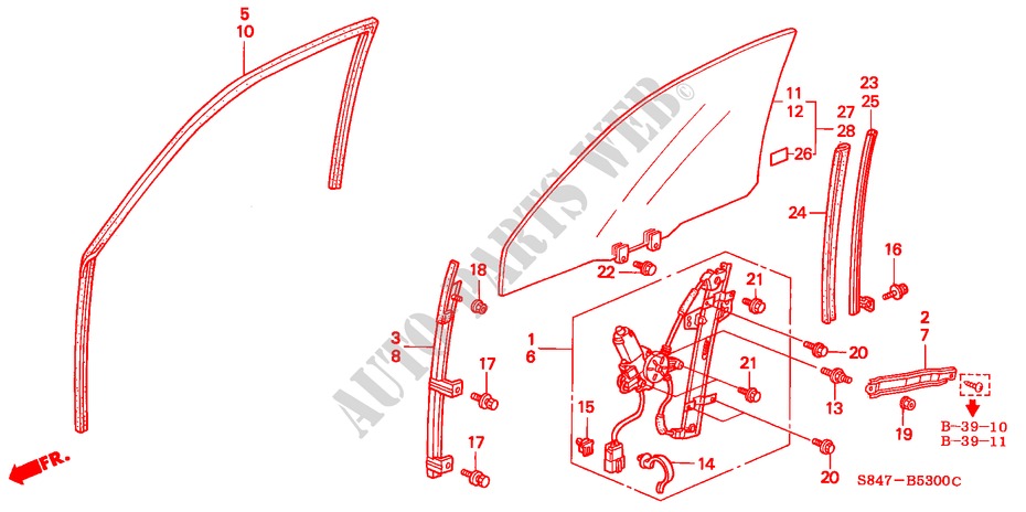 TUERFENSTER, VORNE für Honda ACCORD 2.3VTI 4 Türen 4 gang automatikgetriebe 2000