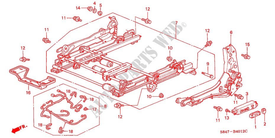 VORNE SITZKOMPONENTEN (L.) (3) für Honda ACCORD EX 4 Türen 4 gang automatikgetriebe 2000