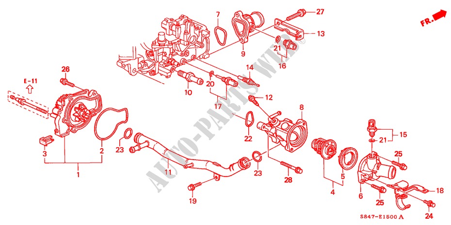WASSERPUMPE/SENSOR(L4) für Honda ACCORD 2.3VTI 4 Türen 5 gang-Schaltgetriebe 2001
