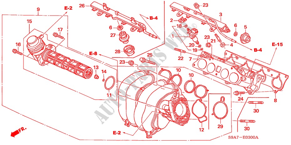 ANSAUGKRUEMMER für Honda CR-V LS 5 Türen 5 gang-Schaltgetriebe 2002