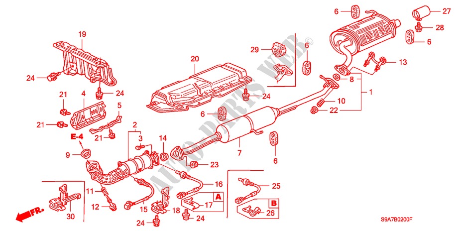 AUSPUFFROHR/SCHALLDAEMPFER für Honda CR-V RV-SI 5 Türen 4 gang automatikgetriebe 2003