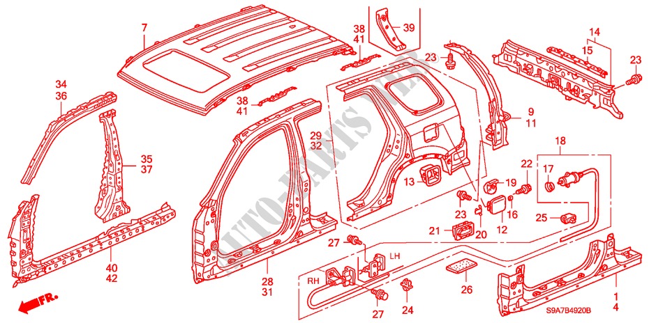 AUSSENBLECHE/DACHPLATTE für Honda CR-V LS 5 Türen 5 gang-Schaltgetriebe 2002