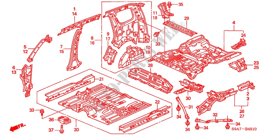 BODEN/INNENBLECHE für Honda CR-V ES 5 Türen 5 gang-Schaltgetriebe 2002