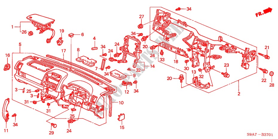 INSTRUMENTENBRETT(RH) für Honda CR-V RV-SI 5 Türen 4 gang automatikgetriebe 2003