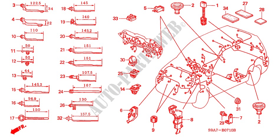 KABELBAUMBAND/BUEGEL(LH) für Honda CR-V LS 5 Türen 5 gang-Schaltgetriebe 2002