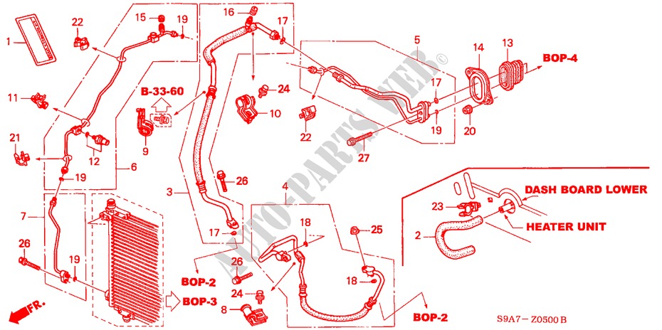 KLIMAANLAGE (SCHLAEUCHE/LEITUNGEN) für Honda CR-V S 5 Türen 5 gang-Schaltgetriebe 2003
