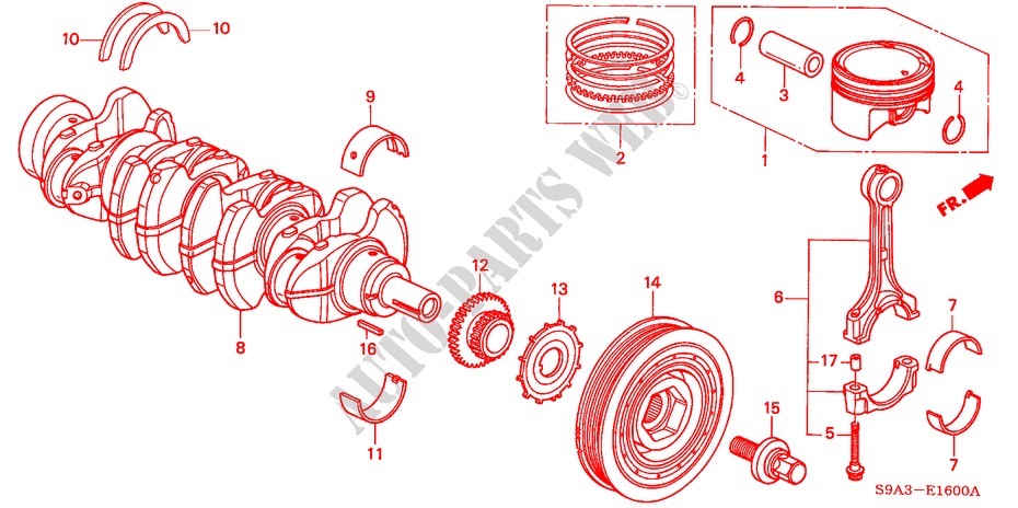 KOLBEN/KURBELWELLE für Honda CR-V LS 5 Türen 5 gang-Schaltgetriebe 2002
