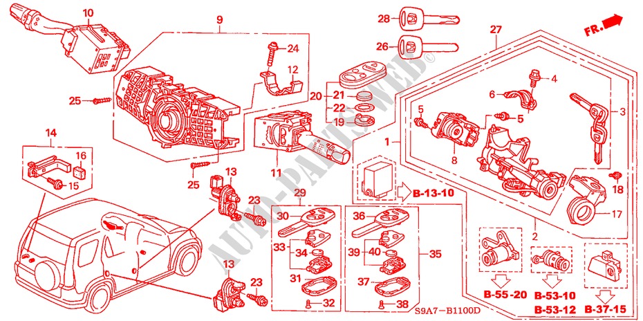 KOMBISCHALTER(LH) für Honda CR-V RV-I 5 Türen 4 gang automatikgetriebe 2003
