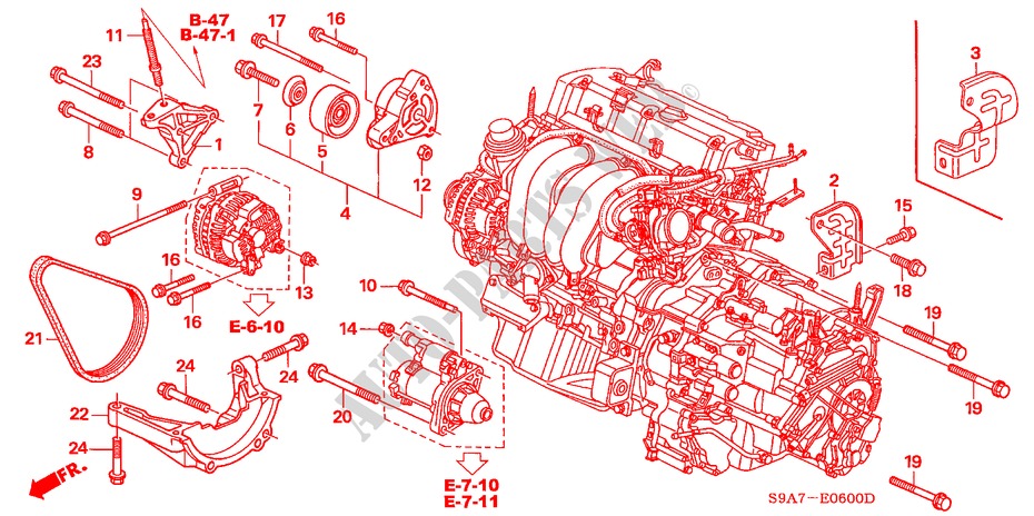 MOTORHALTERUNG für Honda CR-V LS 5 Türen 5 gang-Schaltgetriebe 2002