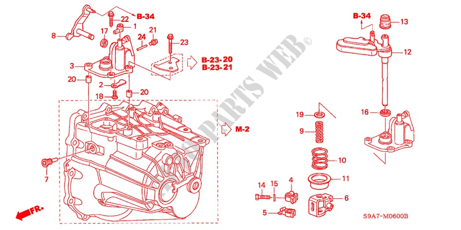SCHALTARM für Honda CR-V S 5 Türen 5 gang-Schaltgetriebe 2003