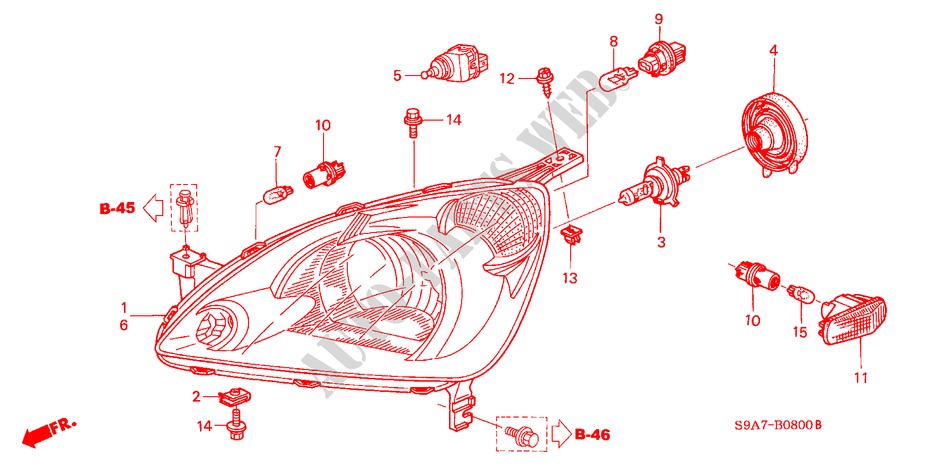 SCHEINWERFER( '04) für Honda CR-V LS 5 Türen 5 gang-Schaltgetriebe 2002