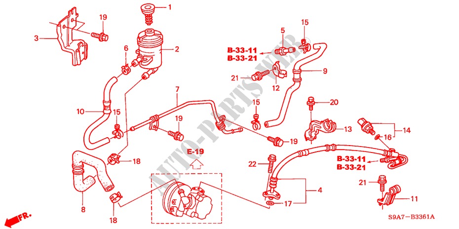 SERVOLENKLEITUNGEN(RH) für Honda CR-V SE 5 Türen 4 gang automatikgetriebe 2003