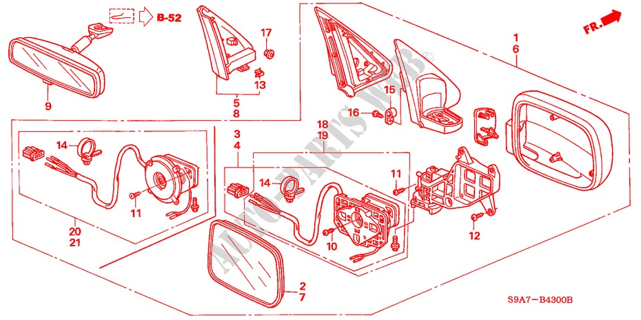 SPIEGEL für Honda CR-V SE 5 Türen 4 gang automatikgetriebe 2003