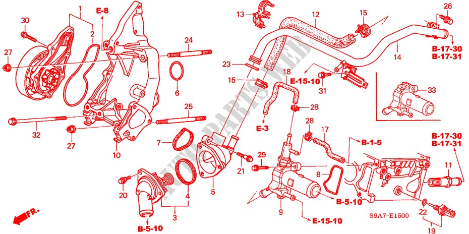 WASSERPUMPE für Honda CR-V LS 5 Türen 5 gang-Schaltgetriebe 2002