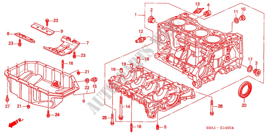 ZYLINDERBLOCK/OELWANNE für Honda CR-V LS 5 Türen 5 gang-Schaltgetriebe 2002