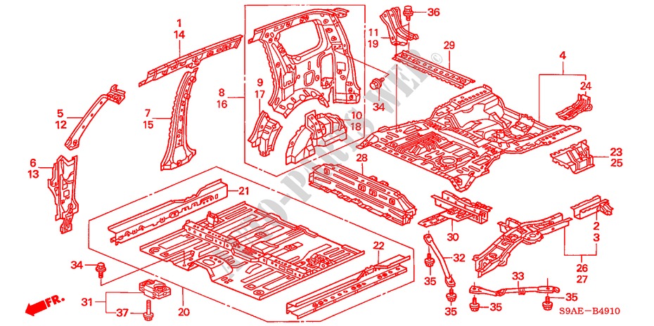 BODEN/INNENBLECHE für Honda CR-V RV-I 5 Türen 5 gang-Schaltgetriebe 2006