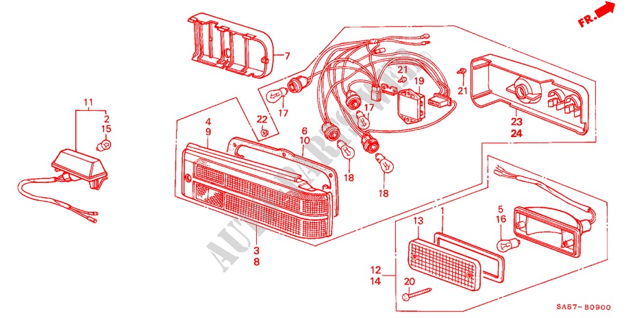 HECKLEUCHTE für Honda ACCORD BASIC 3 Türen 5 gang-Schaltgetriebe 1983
