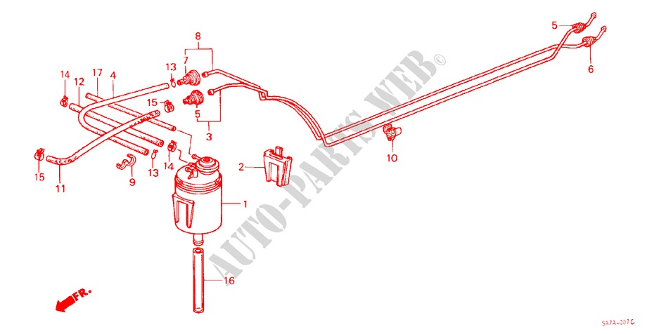 AKTIVKOHLEBEHAELTER/KRAFTSTOFFLEITUNG ('84,'85) für Honda JAZZ DX 3 Türen 3 gang automatikgetriebe 1985