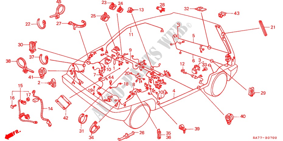KABELBAUM (B,F,G,P,S,W,X) für Honda JAZZ DX 3 Türen 3 gang automatikgetriebe 1985