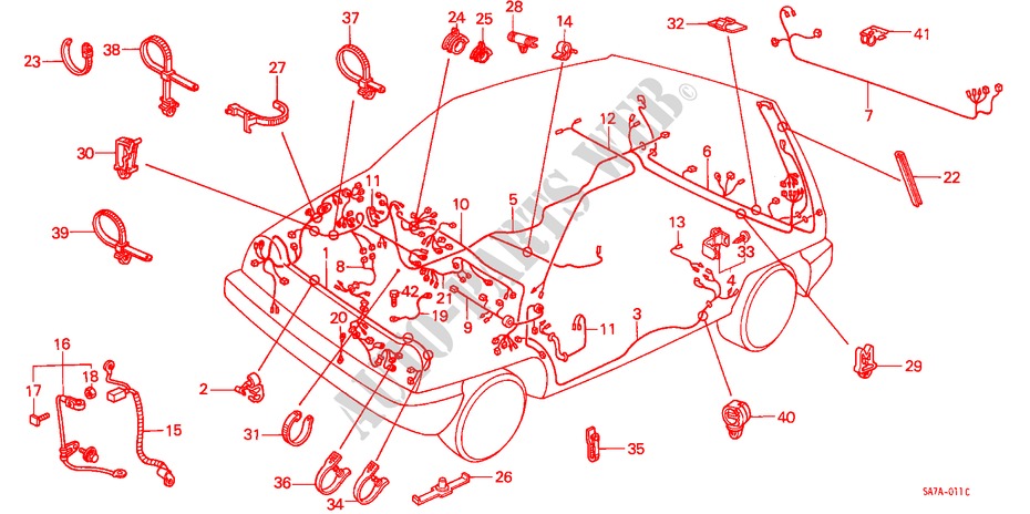 KABELBAUM(E,Q) für Honda JAZZ DX 3 Türen 5 gang-Schaltgetriebe 1985