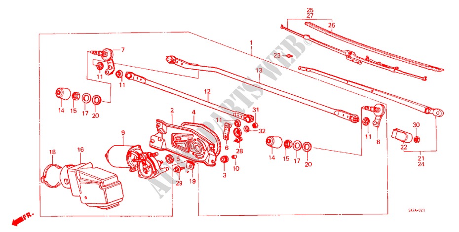 WINDSCHUTZSCHEIBENWISCHER (B,F,G,P,S,W,X) für Honda JAZZ DX 3 Türen 3 gang automatikgetriebe 1985
