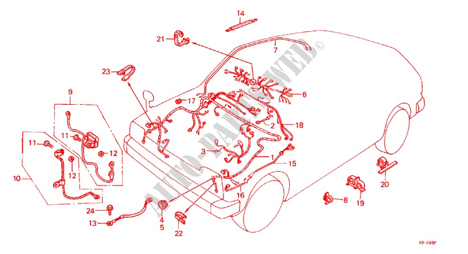KABELBAUM(3D,4D,5D) für Honda CIVIC DX 3 Türen 3 gang automatikgetriebe 1982