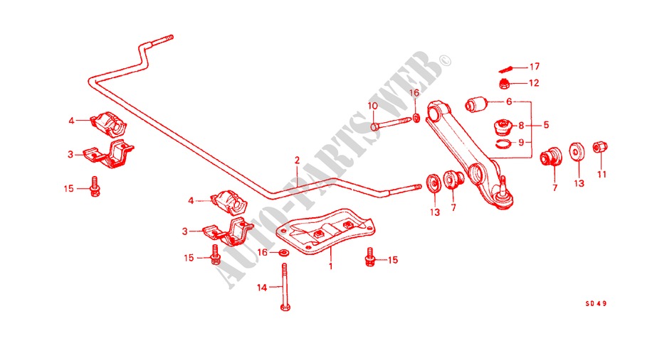 STABILISATORFEDER/ UNTERER ARM, VORNE für Honda CIVIC DX 5 Türen 3 gang automatikgetriebe 1982