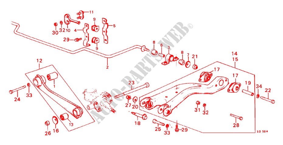 UNTERER ARM, HINTEN/FUEHRUNGSARM(3D,4D,5D) für Honda CIVIC DX 5 Türen 3 gang automatikgetriebe 1982