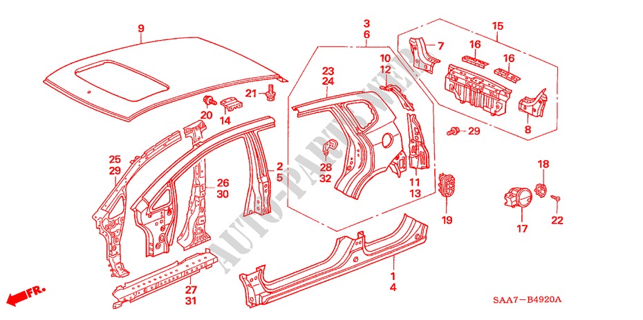 AUSSENBLECHE/TAFEL, HINTEN für Honda JAZZ 1.2S 5 Türen 5 gang-Schaltgetriebe 2002