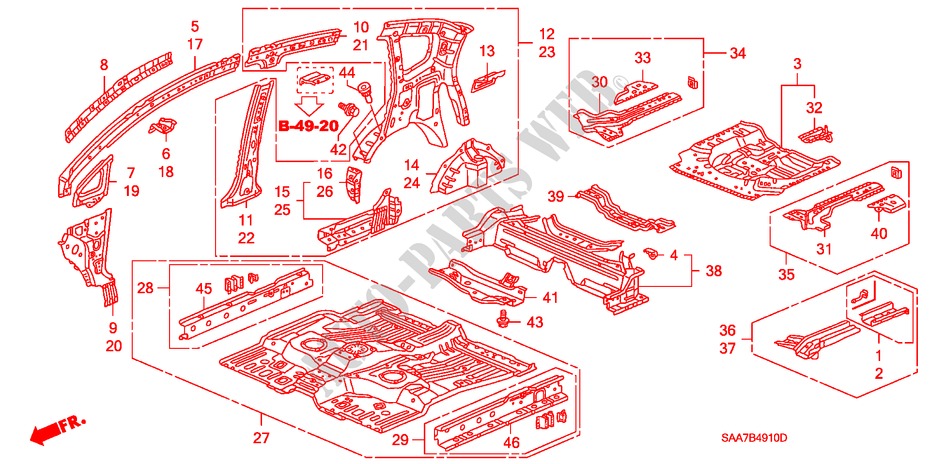 BODEN/INNENBLECHE für Honda JAZZ 1.2S 5 Türen 5 gang-Schaltgetriebe 2002