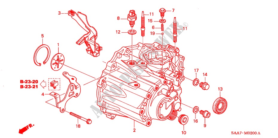 GETRIEBEGEHAEUSE für Honda JAZZ 1.2LS 5 Türen 5 gang-Schaltgetriebe 2002