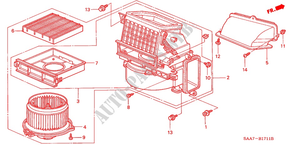 HEIZGEBLAESE(RH) für Honda JAZZ 1.2S 5 Türen 5 gang-Schaltgetriebe 2002