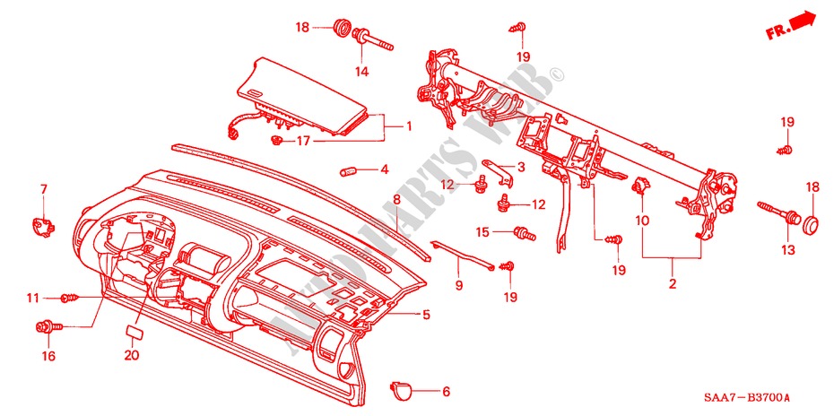 INSTRUMENTENBRETT(LH) für Honda JAZZ 1.4LS 5 Türen 5 gang-Schaltgetriebe 2003
